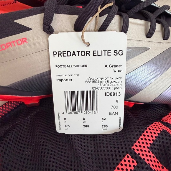 Adidas Predator Elite SG Silver Red Soccer Cleats ID0913 Mens 8.5 NEW main image 8